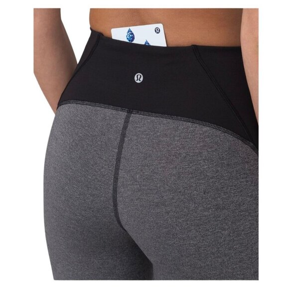 Lululemon Train Times Cropped High Rise (17") | Heathered Gray/Black | Sz 4 - Picture 6 of 9